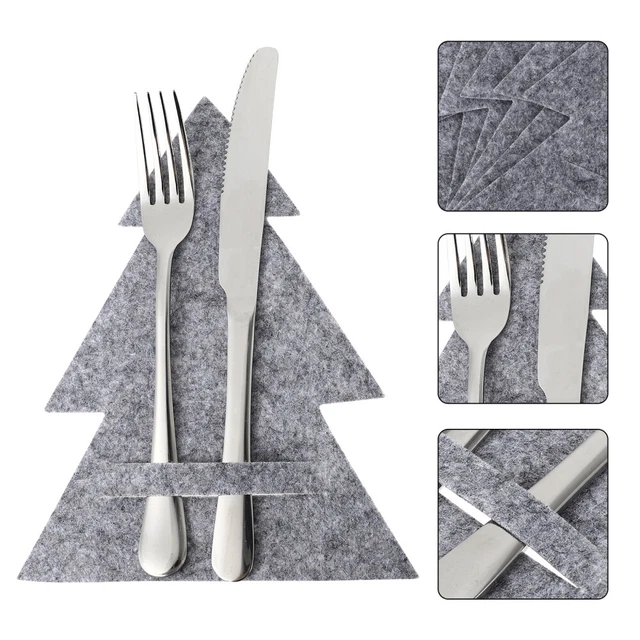 8 Pcs Sac À Couverts De Noël Tissu Non Tissé Poche D'argenterie Vacances