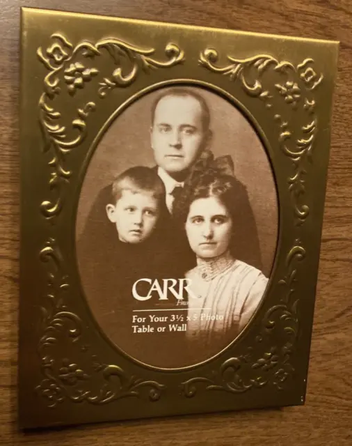 Vintage Brass Carr Picture Photo Frame for Wall Table Shelf 5 9/16” x 4 1/2” BR4