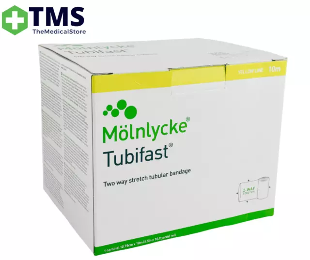 Molnlycke Tubifast Two way stretch tubular bandage - Yellow Line 10M Roll