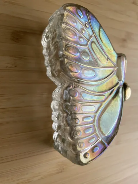 Vintage Avon Perfume Empty Bottle Iridescent Glass Butterfly Unfo