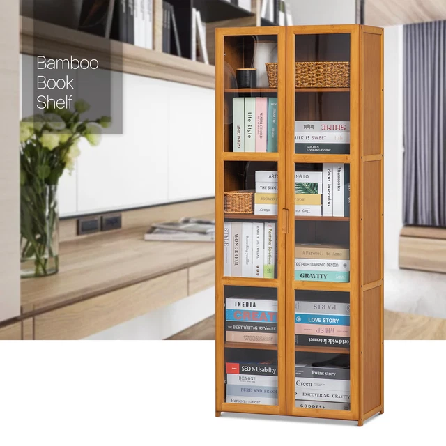 24&BAMBOO 6TIER TWO[ACRYLIC DOOR]Bookcase Book Storage Display