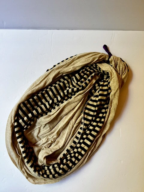Gypsy & Loic Upcycled Infinity Scarf Beige Black Stripes Gypsy Hippy Belt