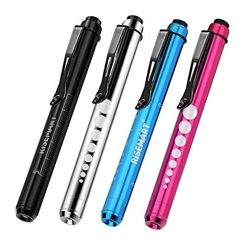 RISEMART Medical Pen Lights with Pupil Gauge Nurses Doctors Reusable Nursing ...