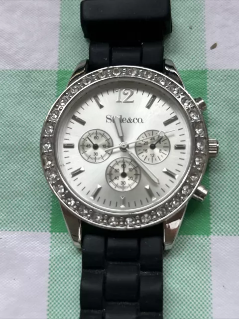 Style & Co Silver Tone Rhinestone Bezel Women’s Quartz Watch