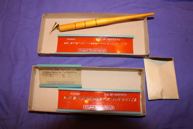 3 Original STANDARDGRAPH Schriftschablonen N° 5, 5a & 5z schräge Schrift SET