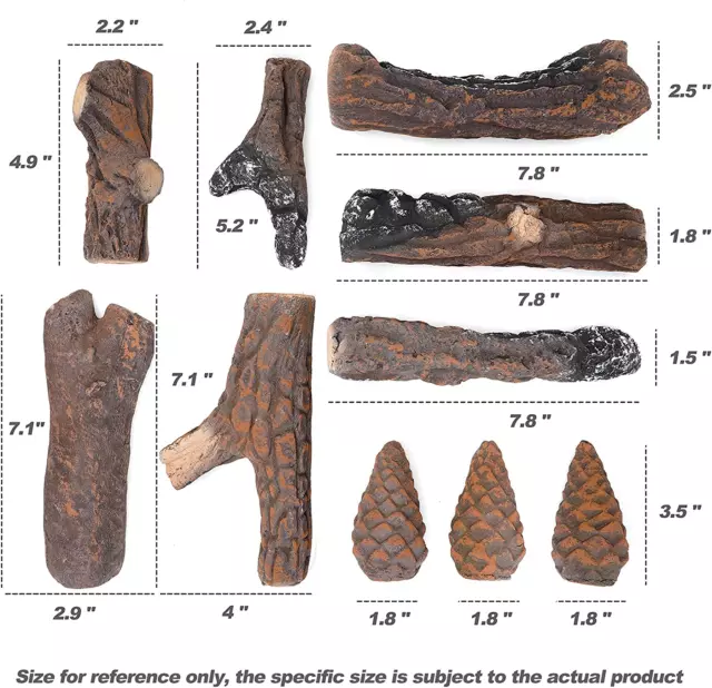 Conjunto de 10 Piezas Pequeñas Troncos de Madeira Cerámica y Accesorios para Todo 3