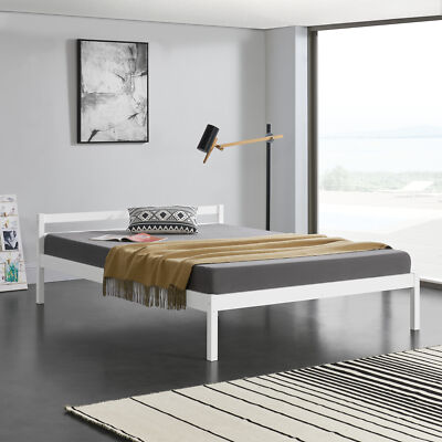 TecTake LETTO METALLO CON RETE STRUTTURA MATRIMONIALE MODERNO modelli differenti 140x200cm, Bianco 