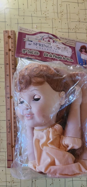 New Vintage 1996 Fibre Craft Springfield Collection 18"Doll Kit Long Auburn Hair