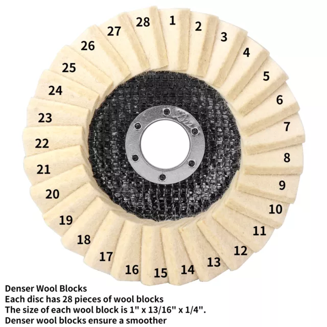 5" Wool Felt Flap Disc Metal working Polishing Buffing Wheel For Angle Grinder 3