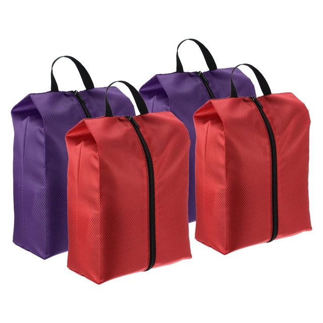 4 pz borse per scarpe da viaggio, borsa per scarpe portatile con cerniera da viaggio, rosso viola