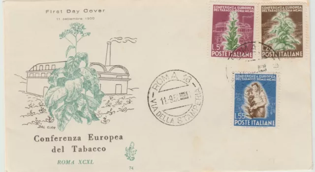 1950 FDC Venetia Italy N.74 Tobacco Non Viaggiata MF52108