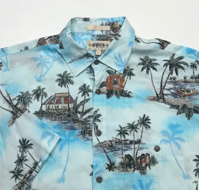 CAMPIA MODA MEN’S Short Sleeve Palm Tree Island Hawaiian Rayon Shirt ...