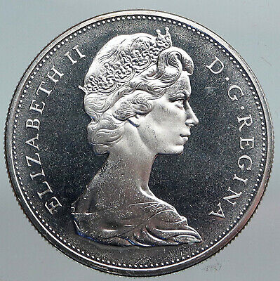 1965 CANADA w UK Queen Elizabeth II Voyagers OLD Proof Silver Dollar Coin i90198