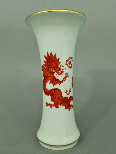 M2763 Meissen Vase, roter Mingdrache, Höhe 25,5 cm