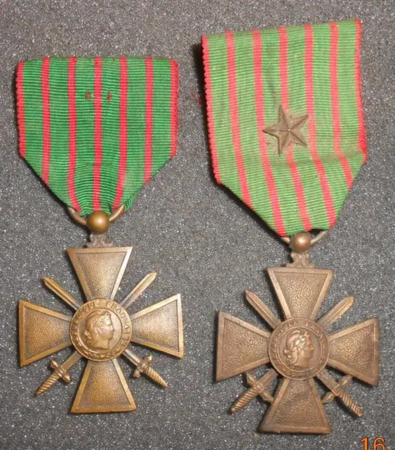 MEDAILLE  croix de guerre 1914 / 1916 +  1914 / 1918 WWI   militaria