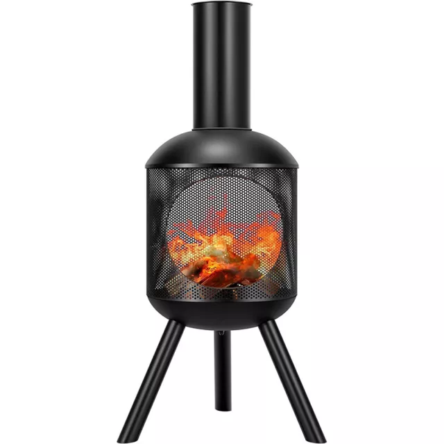 46'' CHIMINEA OUTDOOR Fireplace Cold-Rolled Steel Wood Burning Fire Pit ...
