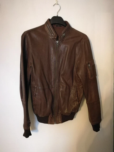 Veste En Cuir Blouson Ikks Homme Taille S Marron