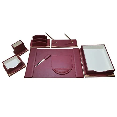 Organizer, Executive Office Desk Organizer, Burgundy and Gold (W1064)