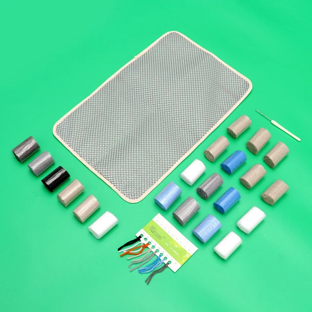Webset DIY-Teppich-Teppich-Kit Handgemachte Teppichstickerei Grey