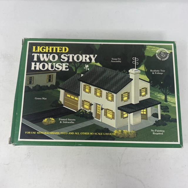 BACHMANN HO SCALE "LIGHTED TWO STORY HOUSE" PLASTIC MODEL KIT EUR 21,87