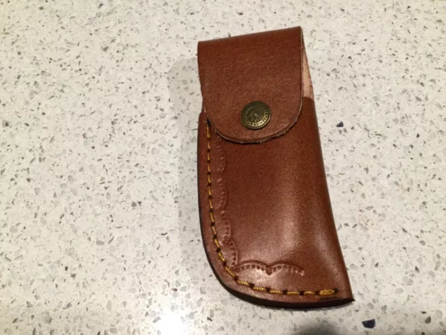 Fashion 2022 Folding Knife Sheath Holder Brown Leather Belt Case imprinted
