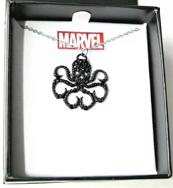 Marvel Comics Shield Axis Hydra Black Crystal Logo Pendant Necklace New NOS Box 2