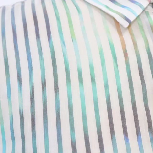 Paul Smith Blouse Button-Up Shirt US10 IT46 Silk Striped White Rainbow Sheer 3