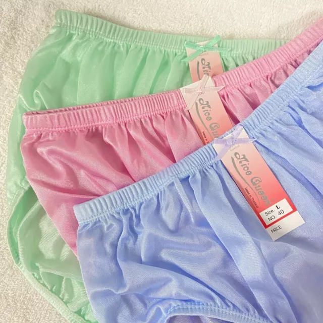 WOMEN NYLON VINTAGE style soft briefs panties underwear L size pack 3 pcs  $34.00 - PicClick