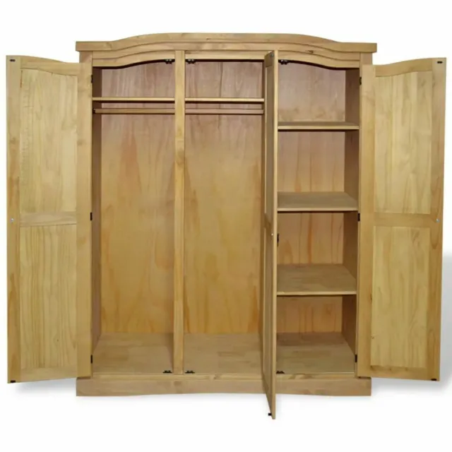 3 Door Wardrobe Cabinet Bedroom Wooden Clothes Storage Organiser Shelves Large 2