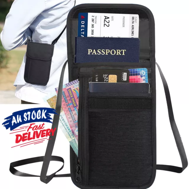 Travel Wallet Bag Pouch Neck RFID Security Passport Card Holder Stash Blocking