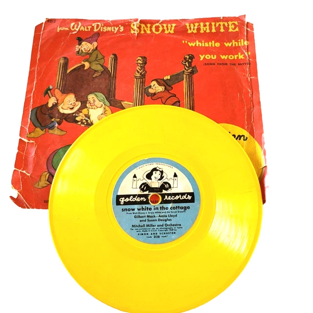 SNOW WHITE WHISTLE While You Work 6” Styrene Record 78 RPM Yellow