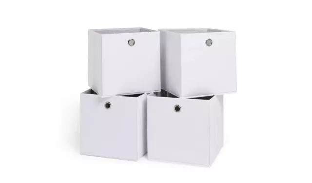 Set di scatole quadrate di 4 organizer di stoccaggio interno pieghevole bianco di Habitat