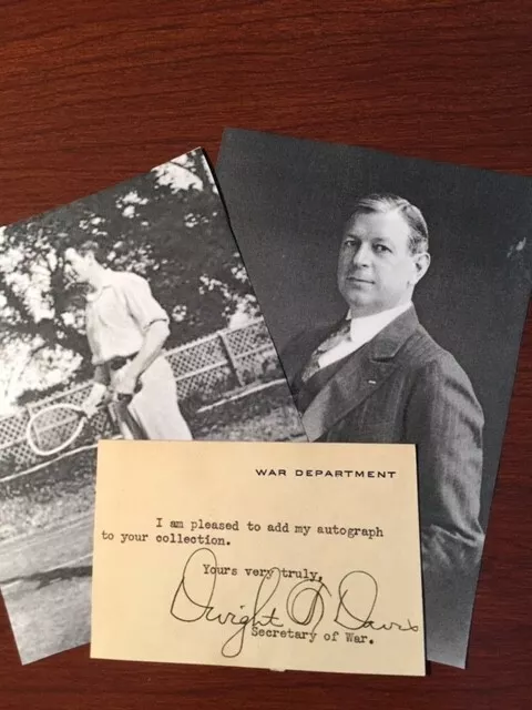 Dwight F. Davis Typed Note Signed, Tennis, Founder Davis Cup, Sec Of War