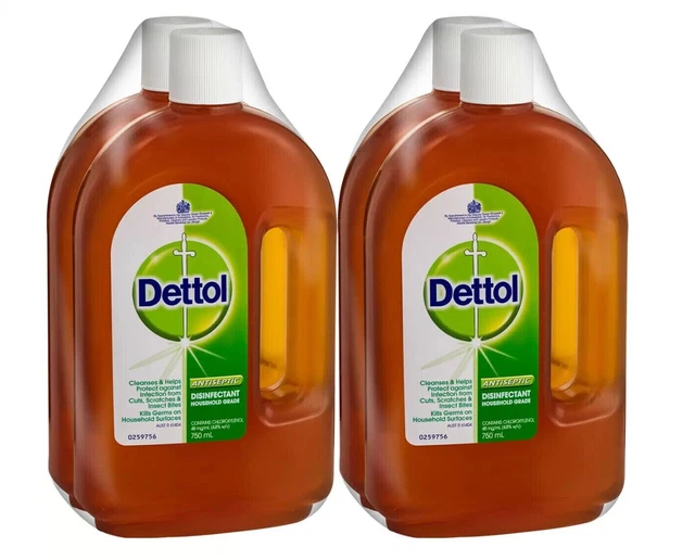 DETTOL ANTISEPTIC & Disinfectant Liquid 4 X 750ml Bathroom Kitchen ...