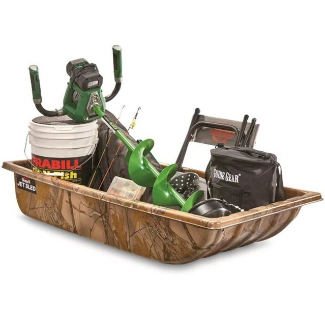 SHAPPELL All Terrain Camo Ice Fishing Jet Sled 1 with Tow Holes and Tow Rope