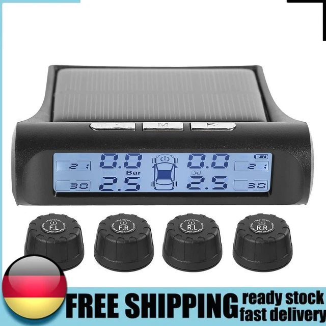 Schermo Bianco e Nero Auto TPMS Sistema di Controllo Pressione Pneumatici (sensore Esterno) DE