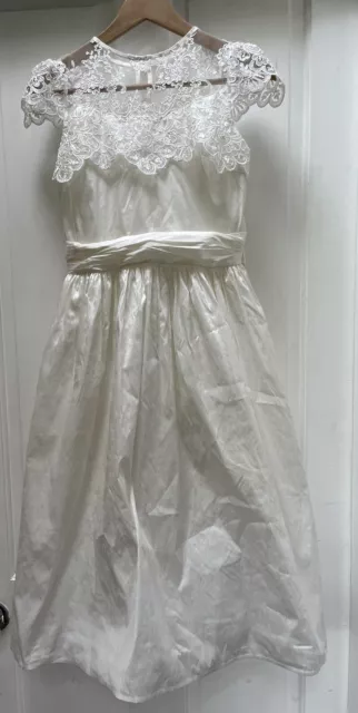 Ivory Lace Bodice Girls Bow Bridesmaid Dress Age 14 NEXT RRP £61
