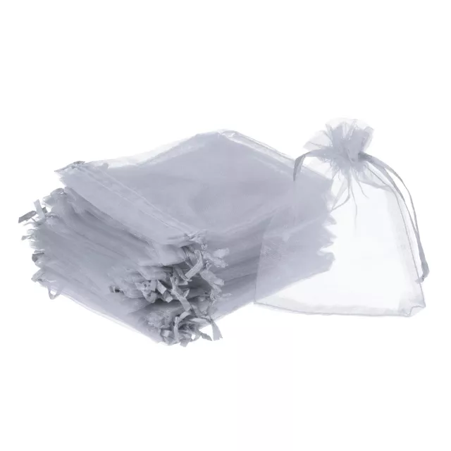 Organza Borse,100pz 4,72x3,5" Coulisse Mini Sacchetti Bomboniere,Grigio