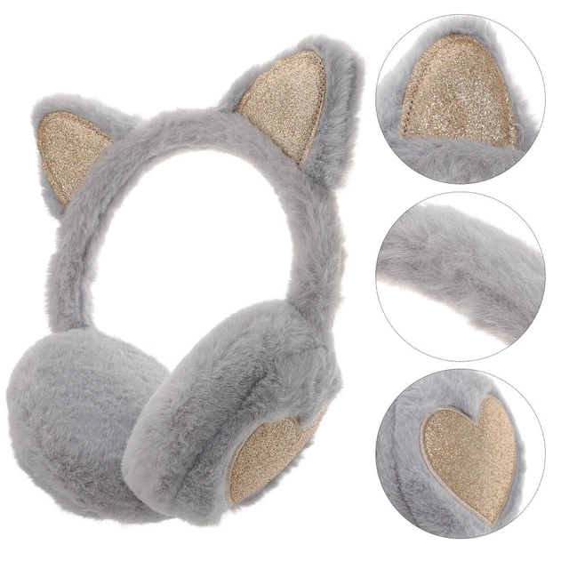 CAT EARS EARMUFFS Plush Child Furry Warm Warmers Kids Fuzzy Women £8.71