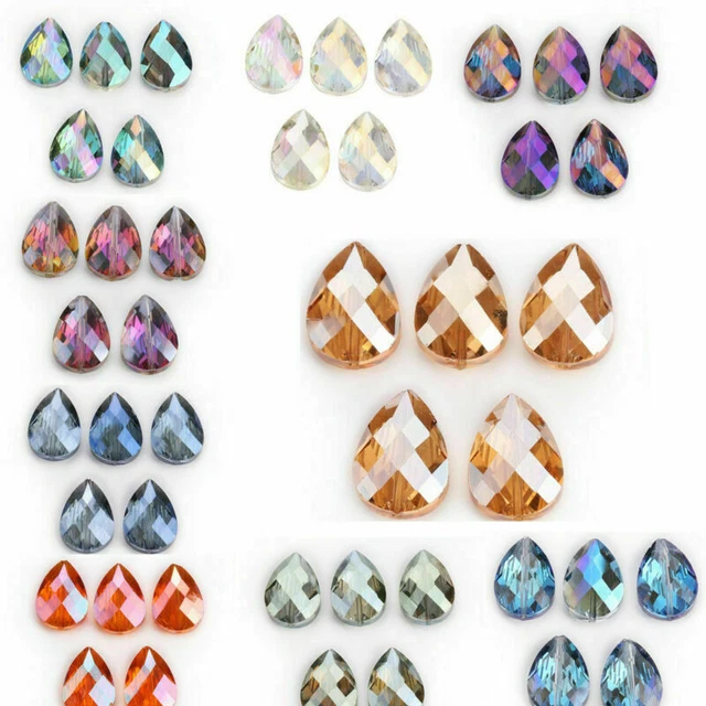 18mm 10pcs  Faceted Crystal Glass Teardrop Spacer Loose Beads Jewelry Making DIY