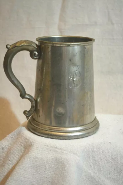 Vintage Stieff Pewter Tankard Mug E3 Marked Spain with Glass Bottom 2