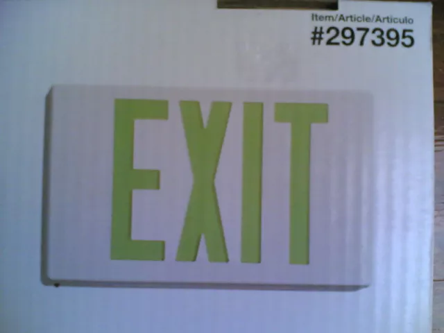 NIB: Green LED Emergency EXIT SIGN  w/ Batery Back-Up