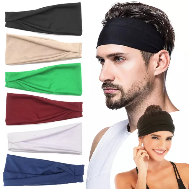 Men Women Wide Headband Sweatband Stretch Sweat Elastic Sport Yoga Run Hairband~