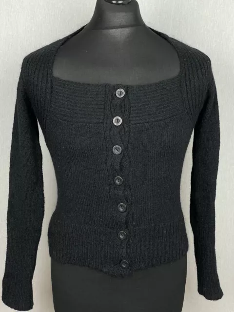 Mango MNG Mahair Blend Black Cardigan Women's Size M EU L  Sweater