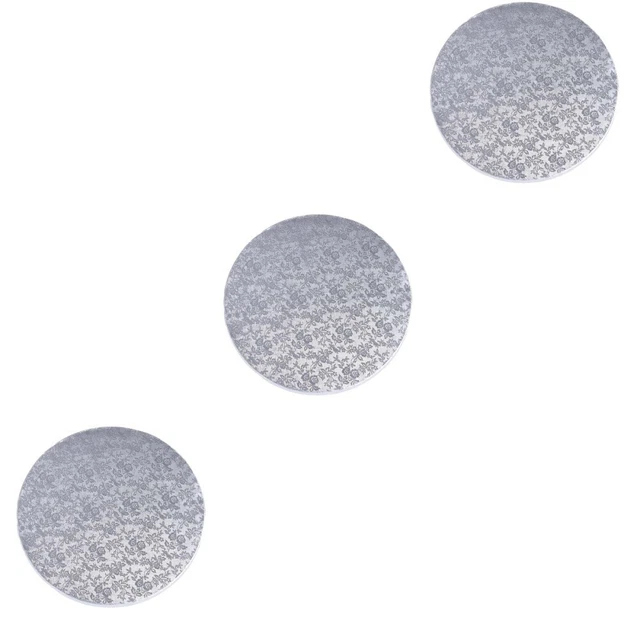 3 piezas Placa móvil de pastel plata redonda borde de pastel para decorar chocolate