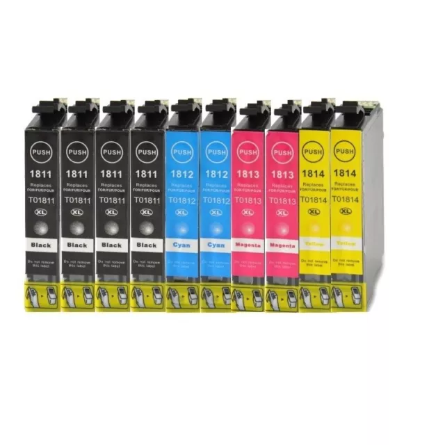 Pack 10 x Cartuchos de Tinta Epson 18 XL - T1811 - 2/3/4 Compatible - Non Oem