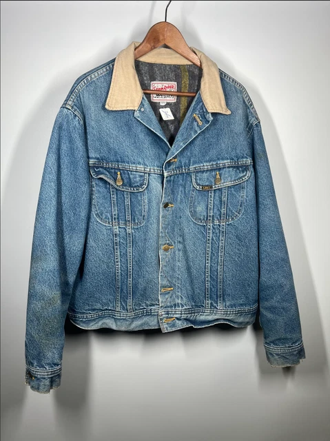 VINTAGE LEE STORM Rider Denim Jacket 70s 80s Blanket Lined