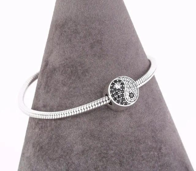 Yin & Yang Charm, Sparkling SILVER Jewellery, Awareness Charm for Bracelet