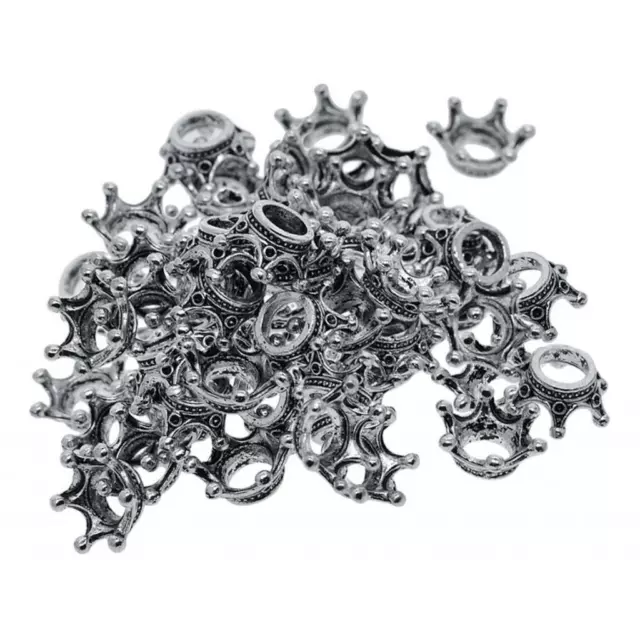 50x Silber Krone Perlen Schmuck machen lose DIY Anhänger Halskette Armbänder