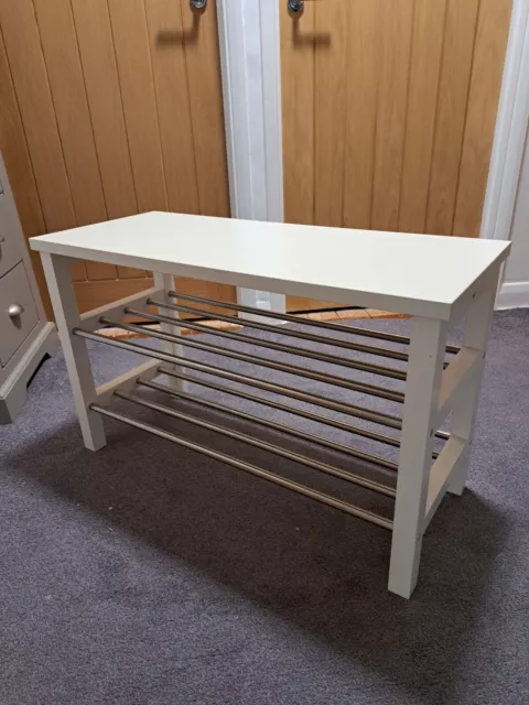 IKEA TJUSIG BENCH with shoe storage 81x34x50 cm white 93.93
